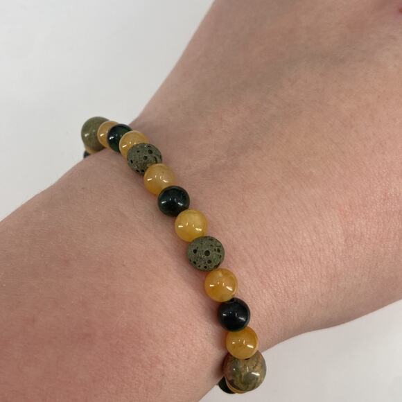 Stretchy green and yellow gem stone bracelets - Picture 2 of 3